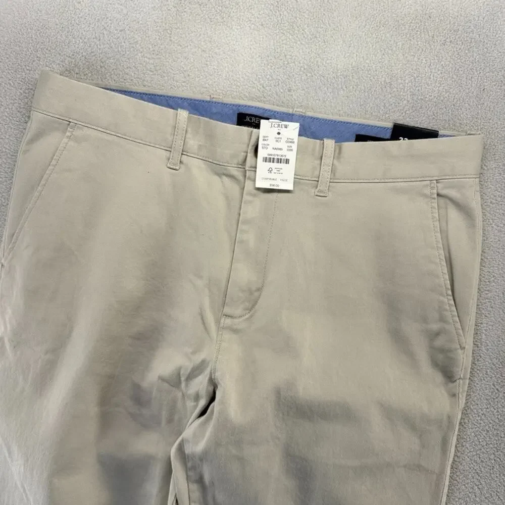 J Crew Pants mens 33x30 (34x31) Beige Chino Khaki Original Preppy Boat Yacht NEW